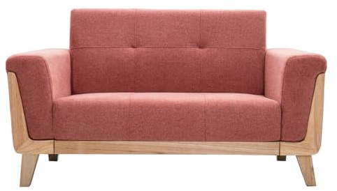 Miliboo Skandinavisches 2-Sitzer-Sofa aus Terracotta-Stoff und hellem Holz Fjord