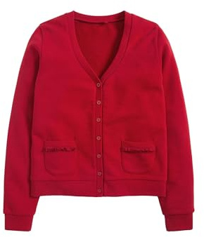 NEXT Mädchen Standard Jersey-Strickjacke mit gerüschten Taschen Rot Numeric_146