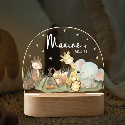 Fallover Persönliche Baby-Nachtlicht mit Namen, Geschenk Geburt für Mädchen/Jungen, Taufe Einzigartige Kinder Nachttischlampe, Geschenkidee für Neugeborene, Geschenk Weihnachts & Geburtstags, Style 3
