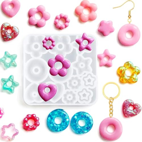 Moule Silicone Resine Epoxy, Boucle d'oreille Moule en Résine, Moule Resine Epoxy Bijoux, Moule en Silicone Moule Resine, pour Création de Bijoux, Pendentif, Collier, Boucles d'oreilles, Décoration