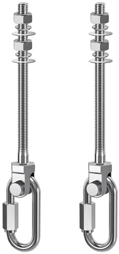 Dolibest Schaukelhaken Holzbalken 180mm Edelstahl Hängematte Deckenanker/2 | 15cm Stahlträger,Hängesessel Aufhängung Yoga Turnringe Kletterringe Befestigung Boxsackhalterung,M10,680kg,Karabinerhaken