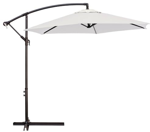MONTY Parasol excéntrico diámetro 300 cm Beige, con Anti Viento y Manivela