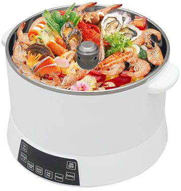 Reiskocher 4L Low Sugar, Elektrischer Reis-Kocher mit Dampfgarer, Reislöffel, Messbecher, 1500W 3-Stufen Leistung, 12h Timer, Edelstahl-Innentopf für Gesundheitsbewusste Familien, Küche