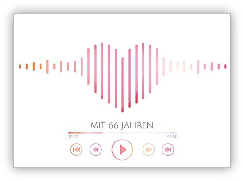 Kartenkaufrausch 1 Tolle Geburtstagskarte mit Herz Sound Optik: Mit 66 Jahren • hübsche Grusskarte fürs Geburtstags-kind mit Umschlag geschäftlich & privat
