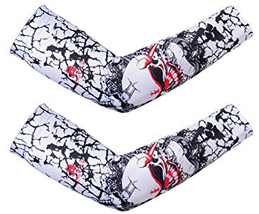 Brave Pioneer 1 Paires Manchon Bras Fleur Floral Manchettes Couvertures Bras Protection Solaire UV Port Pêche Conduite Camping Jouer au Basket (Blanc, M)