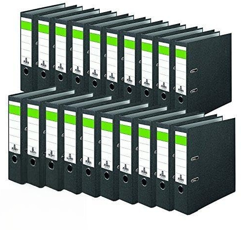 Grüner Balken Ordner-Wolkenmarmor Recycling 8 cm breit DIN A4 schwarz 40er Pack Made in Germany Ringordner Aktenordner Briefordner Büroordner Pappordner Schlitzordner Blauer Engel (40er Pack breit)