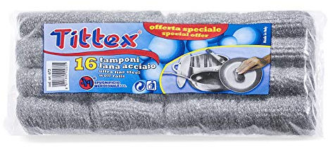 Tittex Lot de 5 paquets de 16 rouleaux de laine d'acier extra fine pour enlever les éclats et les peintures