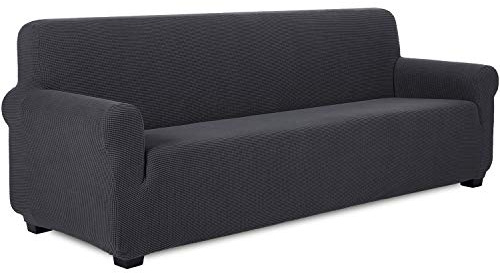 TIANSHU Sofabezug 4 sitzer, Stretch Spandex Couchbezug Sesselbezug Elastischer Antirutsch Stretchhusse Weich Stoff,Jacquard-Stretch-Sofabezug, Schonbezug für Sofa-Sofahalter(Grau)
