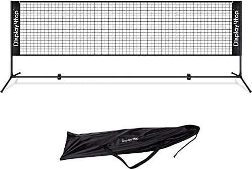 display4top Adjustable Foldable Portable Badminton Net Set - Net for Tennis, Pickleball, Kids Volleyball - Easy Setup Nylon Sports Net with Poles - For Indoor or Outdoor Court, Beach, Driveway (5m)