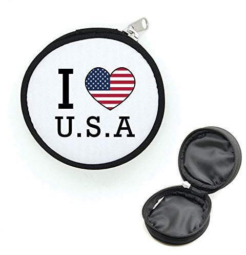 Porte-Monnaie Rond avec Zip i Love Drapeau USA