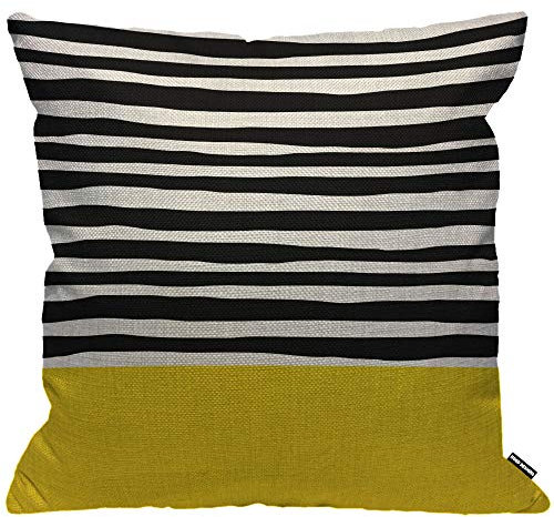 HGOD Designs Kissenbezug, gestreift, Sonnenschein-Streifen, schwarz-gelb, Überwurfkissenbezug, Heimdekoration für Herren/Damen, Wohnzimmer, Schlafzimmer, Sofa, Stuhl, 45 x 45 cm