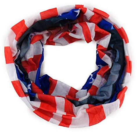 TigerTie Multifunktionstuch in rot blau weiss mit Motiv Flagge USA - Tuch - Schal - Schlauchtuch - Wundertuch, Gr.48 cm x 48 cm (Umfang)