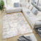 TAPISO Valley Teppich Kurzflor Hellgrau Grau Beige Quadrate Design Used Effekt Meliert Verwischt Wohnzimmer Schlafzimmer ÖKO-TEX 140 x 200 cm