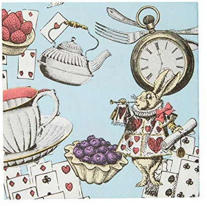 Talking Tables Packung mit 20 blauen Alice im Wunderland Cocktail Servietten | Einweg, recycelbar | für Mad Hatter Tee Party, Geburtstag, Decoupage