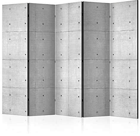 murando Raumteiler Foto Paravent Betonoptik 225x172 cm beidseitig auf Vlies-Leinwand Bedruckt Trennwand Spanische Wand Sichtschutz Raumtrenner Design 3D Effekt Loft grau f-C-0389-z-c