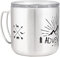 MUGSY Tasse en acier inoxydable avec couvercle amovible | The Adventure begins | Tasse de camping incassable, argent | 330 ml | Ouverture pour café TO-GO
