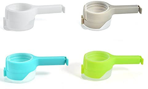 LATRAT 4 clips con tapa de cierre, bolsas de aperitivos, cierre de plástico para alimentos y bolsas de aperitivos, ideal para guardar y organizar alimentos
