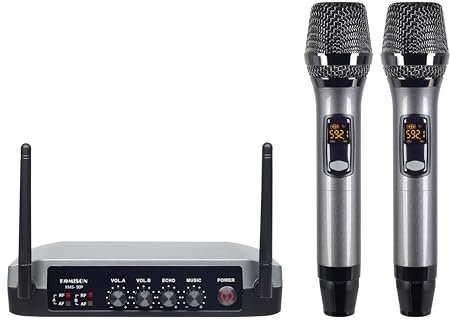 KOMISON UHF Handheld Wireless Karaoke Microphone System with Echo Cordless Mic Box with Receiver Metal for Singing Speech Meeting Church Wedding Home KTV Set, 280FT