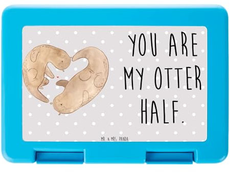 Mr. & Mrs. Panda Aufbewahrungsbox Otter Herz - Geschenk, Liebe, Bento Box, Picknickbox, Frühstücksbox, Brotbox, Brotdose, Hochzeitstag, Love You, Jahrestag