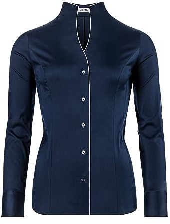 Vincenzo Boretti Bluse, Slim-fit/tailliert, Stretch, Kelchkragen - bügelleicht