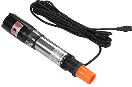 Pompe de Puits Profond DC, Pompe Submersible 24 VDC, Pompe Immergée à Tête de 20 M, Pompe de Surpression avec 3 Buses pour Vidanger L'eau, Pompes