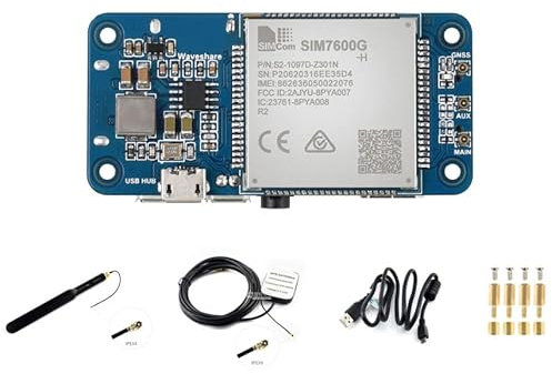 Waveshare SIM7600G-H 4G HAT, Global Band, Enabling LTE Cat-4 4G / 3G / 2G Communication & GNSS Positioning, Compatible with Raspberry Pi and PC