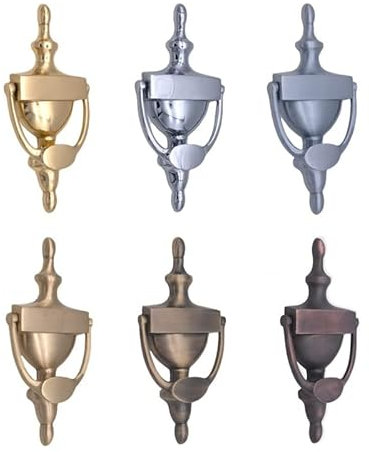 Urnen-Türklopfer aus massivem Messing, viktorianisch, 15,2 cm oder 20,3 cm, 6 Ausführungen (satiniertes Chrom, 20,3 cm)