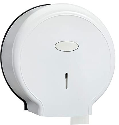 Jumbo Toilet Roll Dispenser, Single Roll Jumbo Toilet Paper Dispenser, Waterproof, Wall Mount, Elegant, Punch-Free, for Bathrooms for Toilets (White)