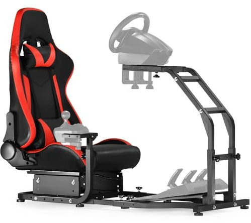 Anman Racing Simulator Cockpit Height Adjustable Racing Frame Driving Wheel Stand Compatible with Logitech G25, G27, G29, G920 Gaming Cockpit G25/G27/G29/G920 Without Wheel Shifter and Pedals