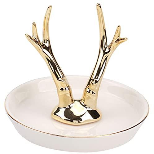 Cabilock Geweih Verzierung Geweih-ringschale Niedlicher Tier-ringhalter Hirsch-schmuckschale Hirschringhalter Schmuckhalter Trinket Tablett Schmuck Ringplatte Ausstellungsstand Keramik