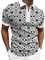 Polo Shirt Men's Business Shirt Slim Fit Men's Zip Long Sleeve Solid T-Shirt Outdoor Tribal Pattern Top Fitness Shirts Men, White, XL