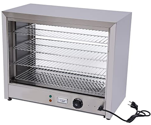 biniliubi Vitrine mit 4 Etagen, beheizter Schrank, Edelstahl, Speiserwärmer, Theke, Warm, Vitrine mit Wärme, Behälter