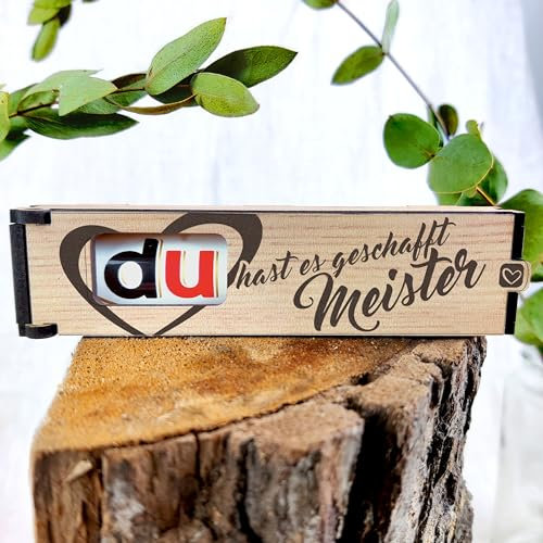Du hast es geschafft: Meister! - Schokoriegel Geschenkbox inkl. Duplo - Meister Geschenk, Meisterprüfung Geschenk, Geschenk Handwerker, Abschlussgeschenk, Werkstatt Geschenke, Handwerker Geschenke