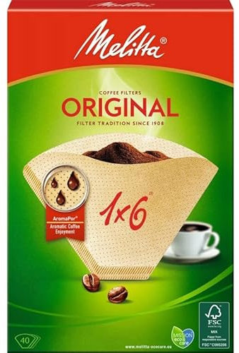 MELITTA - 40 Filtres À Café Brun (1:6) - pour une infusion douce et savoureuse - format économique pour les amateurs de café. - Le Lot De 4