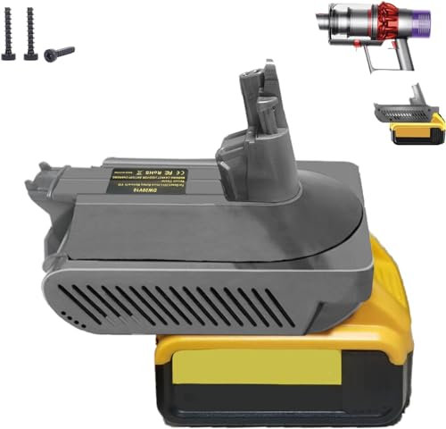 DEWDYS Dyson V10 Battery Adapter, Compatible with Dewalt 20V 60V Battery, 21.6V DC Output, V10 Animal, Absolute, Fluffy, Motorhead, SV12