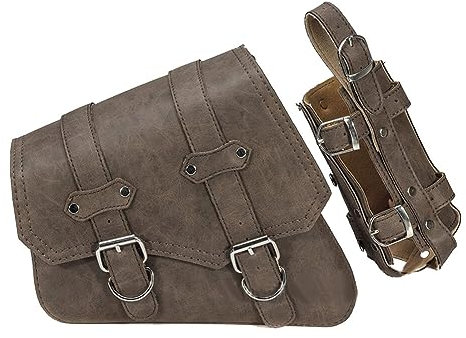 MoreChioce PU Leder Motorrad Satteltaschen, Vintage Wasserdichte Seitengepäck Schwingentasche, Dreieckige Gepäck Werkzeugtasche Aufbewahrungstasche, Braun Recht