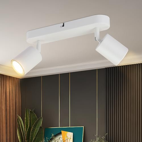 ZMH LED Deckenlampe Deckenstrahler Schwarz - 2 Flammig Deckenspots Flur GU10 Modern Deckenleuchte Flurlampe Schwenkbar Design Wandstrahler für Wohnzimmer Küche Schlafzimmer Esszimmer - Ohne Glühbirne