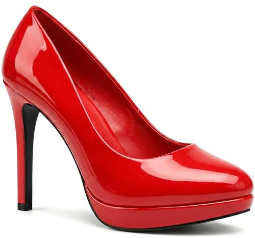 AYZAL Women’s Drag Queen Crossdresser High Stiletto Heel Round Toe Platform Court Shoe