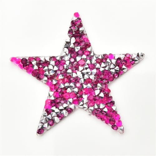10 Stück Glitzer Sterne zum Aufbügeln Glitzer Fünfzackiger Stern Pailetten Patches Applikation Flicken Aufbügler Bügelflicken Patches Handwerk Zubehör für Jeans Jacken Kleidung Hut Nähen -lila rose