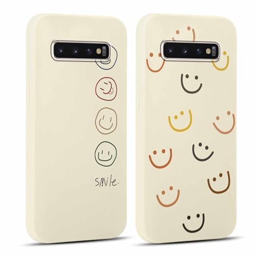 Yoedge 2 Stück Handyhülle für Samsung Galaxy S10 Plus Hülle 6,4, Smiley Gesicht Niedliches Gemaltes Design Mädchen Aesthetic Handyhülle Dünn Weich Schlanke Silikon Flexibel TPU Stoßfest Schutzhülle