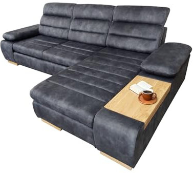 Verona Idee Ecksofa Baku mit Schalffunktion - Sofa zum Entspannen Bettsofa Moderne Stil -288cm x 182cm Ideal für gesellige Zusammenkünfte - Grau