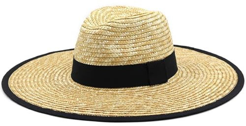 Sonnenhut Strohhut Hut Sonnenschutz Sonnenhut Frauen Herren Mode Dome Urlaub Strand Hut Mädchen Strohhut Damen Kappen 56-58Cmeinstellbar Schwarz