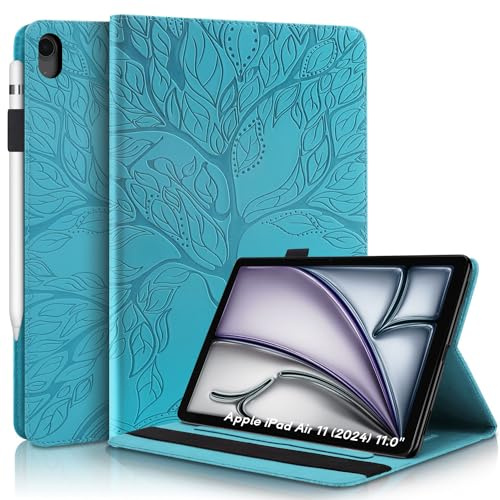 Succtopy Coque pour iPad Air 11 Pouces M4/M3/M2 (2026/2025/2024) Housse de Protection avec Porte-Pencil Étui à Rabat avec Support Fonction iPad Air 11 M4 2026/M3 2025/ M2 2024 Bleu