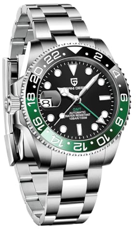 Pagani Design Men's GMT Automatic Mechanical Watch 100m/bar Waterproof Ceramic Bezel Sapphire Glass Luminous Hands Watch