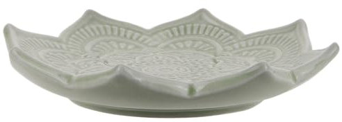 SHERCHPRY Bandeja De Joyería De Cerámica Soporte De Anillo De Loto De Porcelana Con Forma De Flor Plato De Baratija Organizador De Escritorio Decorativo Para Entrada Mesa