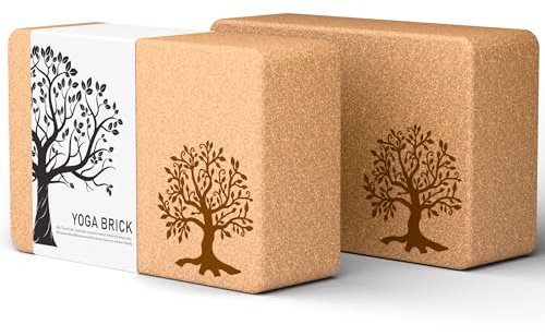 Cork Yoga Blocks 2 Pack Set, Natural Cork Soft Non-Slip Yoga Blocks, High Density & Eco Friendly Yoga Accessories for Women| Men, Ideal for Yoga, Pilates, Stretching and Toning