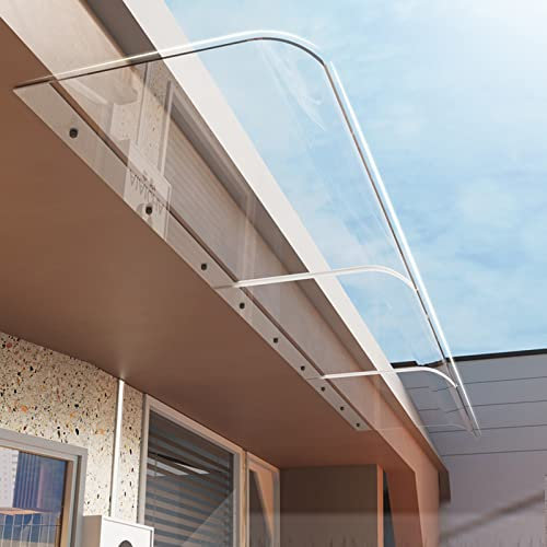 Verandaüberdachung Außenmarkise Terrassenmarkisen Modernes Türvordach Transparenter Sonnenschutz,bruchsicheres Regendach,Fenstermarkise aus Polycarbonat-Metall UV-beständig Winddicht Regenfe