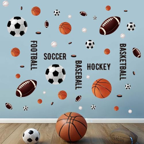 Amimagen Wandtattoos Basketball Fußball Fußball Sport Wandaufkleber - Kinder Baby Boys Wandsticker - Kinderzimmer Spielraum Klassenzimmer Tagespflege Spiel Zimmer Schlafzimmer Home Wand Dekor