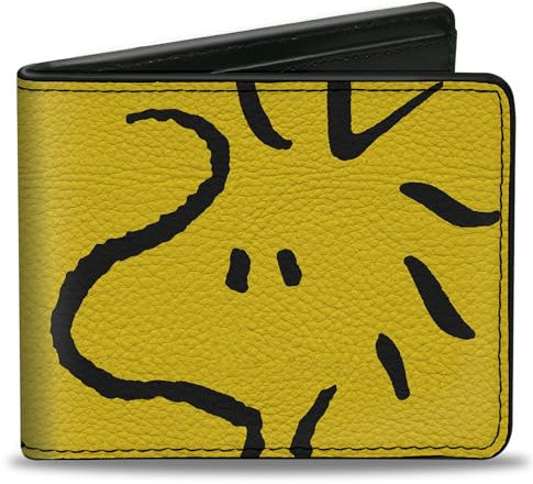 Peanuts Worldwide LLC Geldbörse, Bifold, Peanuts Woodstock Face Yellow Black, veganes Leder, Schwarz, 4.0 x 3.5, Casual