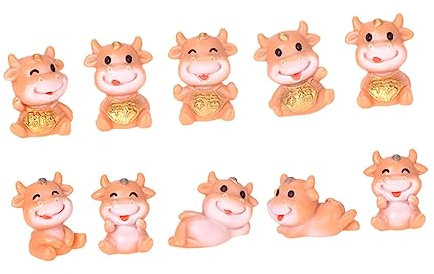 HANABASS 30stücke Teiliges Stier Figuren Cartoon Deko Für Neujahr Aus Langlebigem Harz Für Lehrer Freunde Und Fahranfänger Mikrolandschaft Zufällige Designs